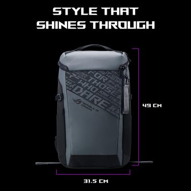 Ігровий рюкзак ASUS ROG Ranger BP2701 Cybertext Edition для ноутбуків до 18 дюймів, 24Л, водовідштовхувальний, Cybertext Grey