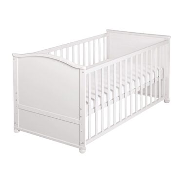 Дитяче ліжечко roba Adam & Eule 70x140 см, біле, комплект: матрац, постіль, балдахін, дерев'яне, регульоване, трансформується у підліткове