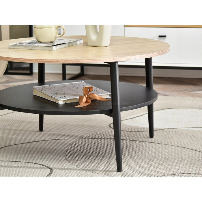 Журнальний стіл Mebel-Partner круглий, 80 x 80 x 45 см, чорний