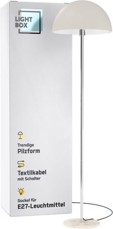 Світильник-підлогова лампа Lightbox Pilz 150 см, з підставкою з травертину, метал, бежево-хромова, E27, для спальні та коридору