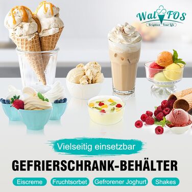 Контейнер для морозива Walfos® 1.5л, 2 шт., багаторазовий, з силіконовою кришкою, для домашнього морозива та йогурту, штабельовані