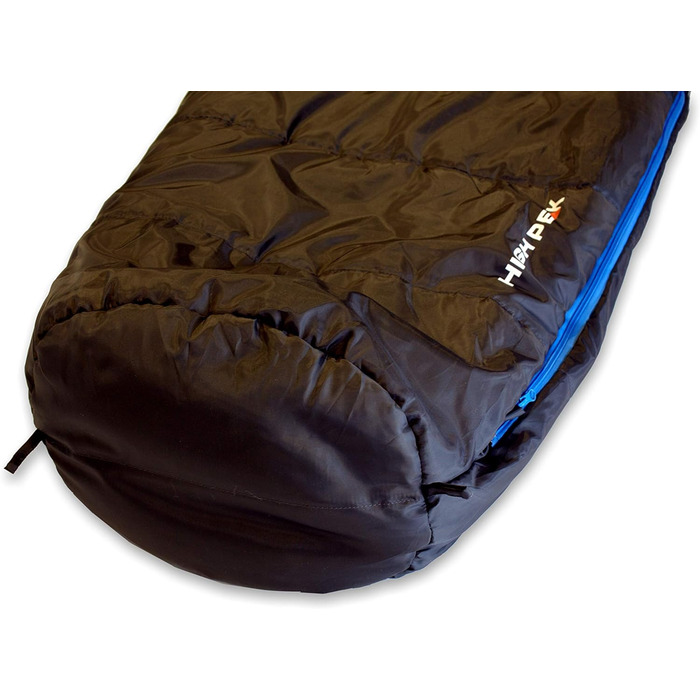 Спальний мішок High Peak TR 300, екстра широкий, 3-4 сезони, температура до 0°C, теплий, дихаючий, водостійкий, для кемпінгу, фестивалів, трекінгу, антрацит/синій, з мішком для пакування, з'єднуваний, RV L