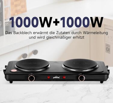Електрична плитка Homelux 1000Вт, 5 режимів нагріву, для кухні, офісу або кемпінгу, чорна