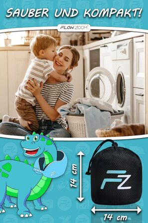 Подушка для шиї FlowZoom Comfy - для автомобіля та літака, з Memory Foam, регульована, 360° підтримка, дихаючий чохол, чорна (також є блакитна модель Comfy Kids S)