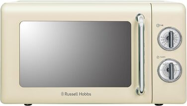 Мікрохвильова піч Russell Hobbs RHRETMM705C, 17 л, 700 Вт, ретро стиль, кремова, 5 режимів потужності, таймер, функція розморожування, легке очищення