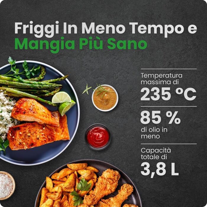 Аерофритюрниця Chefman 3.75L з технологією Hi-Fry, сенсорне керування, антипригарне покриття, чорна