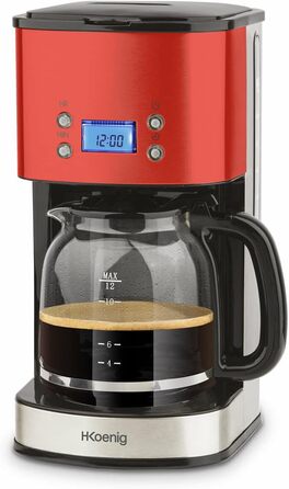 Кавоварка крапельна H.Koenig MG30, 1,5 л, 12-20 чашок, LCD, програмована, червона