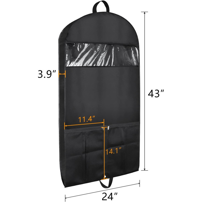 Преміум чохол для одягу Syeeiex 110x60x10 см, складаний, з сітчастими кишенями та прозорим вікном, дихаючий чохол для костюма і сукні на блискавці