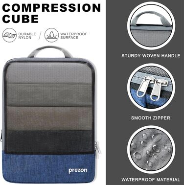 Набір компресійних органайзерів для подорожей Packing Cubes для валізи та рюкзака, 4 шт, темно-синій