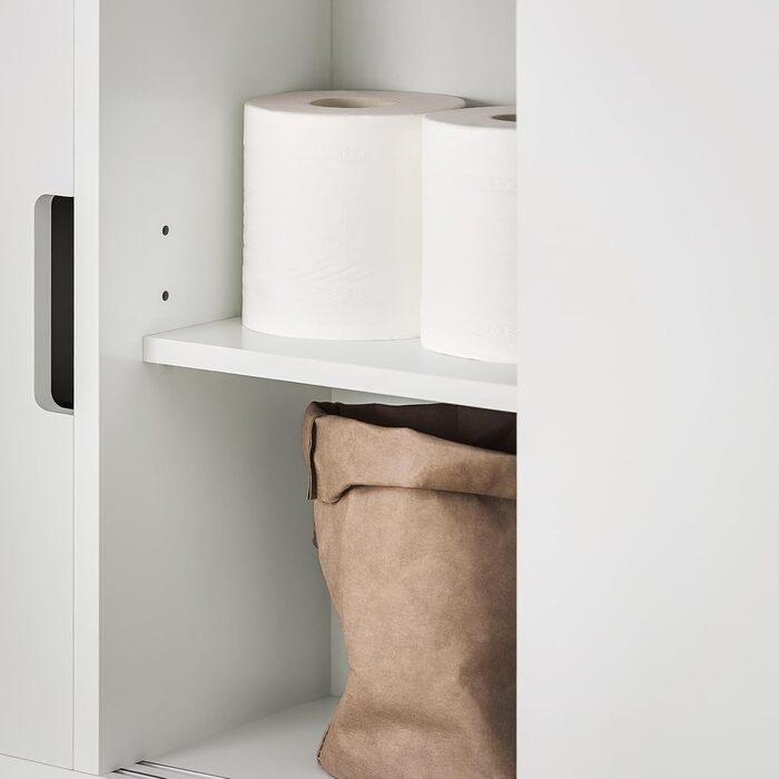 SoBuy BZR02-W шафа для ванної з ДСП, біла, на колесах, з відкритою полицею, вузький бічний стелаж 70x71x20 см