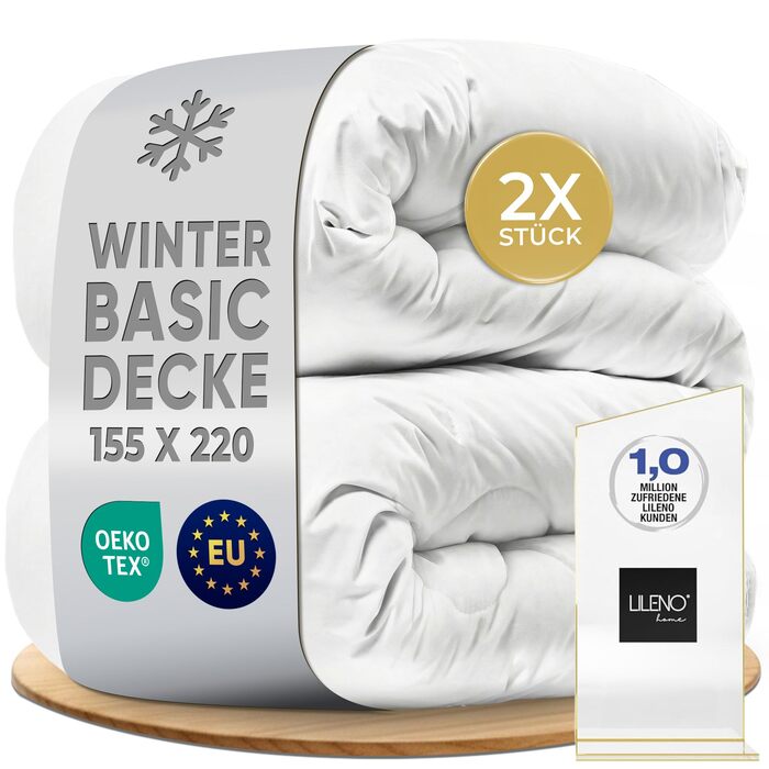 Зимові ковдри LILENO HOME 155x220 см [2 шт] - тепла зимова ковдра для комфортного сну, ковдра для алергіків, витримує прання до 95°C
