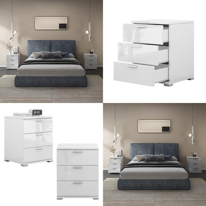 Тумба приліжкова Vicco Marseille, білий глянець, 46,2x60 см