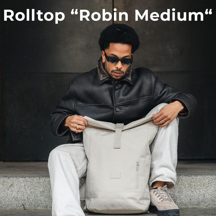 Рюкзак Johnny Urban Robin Medium чорний, ролтоп, водостійкий, з відділенням для ноутбука 15L, для жінок і чоловіків, для університету, бізнесу, велосипеда, екологічний