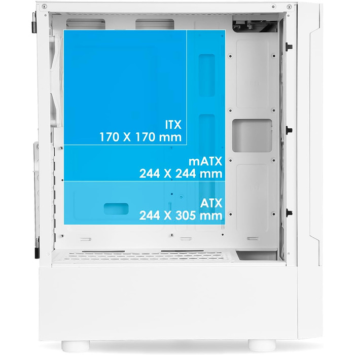 Корпус для ПК EMPIRE GAMING Sapphire ARGB середній Tower ATX/mATX/ITX, білий, з бічною панеллю із загартованого скла, 3 ARGB вентилятори 120 мм, MB Sync