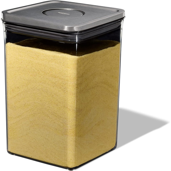 OXO SteeL Контейнер для зберігання продуктів 4,2 л, квадратний, герметичний, з кришкою, нержавіюча сталь, для кухні, великий