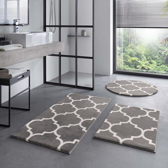 Килимок для ванної Taracarpet Florentiner, темно-сірий, 60x120 см, машинне прання