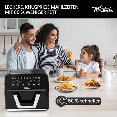 La Moustache Фритюрниця без олії 6,5 л, 1700 Вт, 8 програм, цифрове керування, антипригарна, таймер, з електронною книгою рецептів
