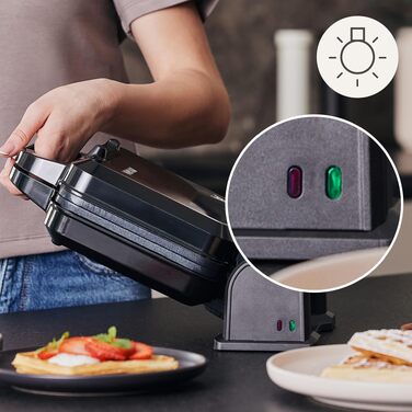 Вафельниця ZEEGMA GOFREE CHEF PRO для бельгійських вафель, 1200 Вт, вертикальна, з антипригарним покриттям та регулюванням температури, сріблясто-чорна