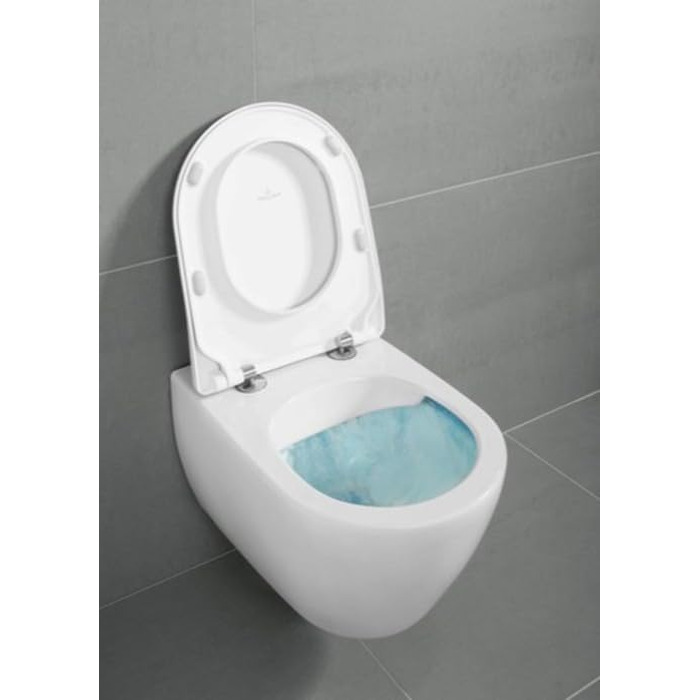 Сидіння для унітазу Villeroy & Boch Subway 2.0 SlimSeat D-подібне, біле глянцеве, з мікроліфтом (Duroplast), 9M68S101