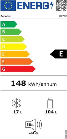Міні-холодильник Cecotec Bolero CoolMarket TT 107: 121 л, вбудований, чорний, регулювання температури, відсік для овочів, морозильна камера
