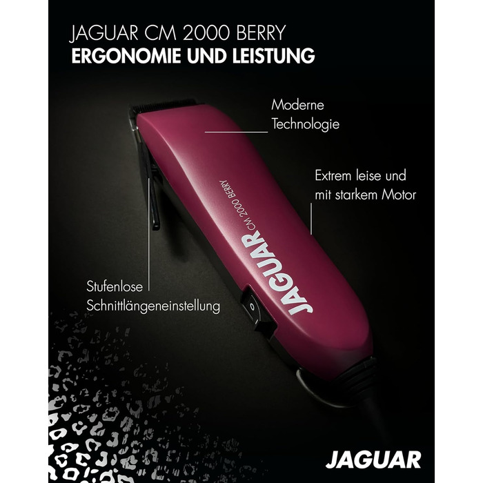 Професійна машинка для стрижки волосся JAGUAR CM 2000 Berry з насадками, для мережі