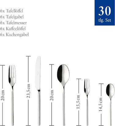 Набір столових приборів Villeroy & Boch NewWave на 6 осіб (30 предметів) з нержавіючої сталі, для посудомийної машини