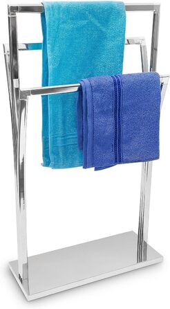Підлогова стійка для рушників Relaxdays, 3 планки, нержавіюча сталь, 86x50x20 см, срібляста, для ванної кімнати та одягу