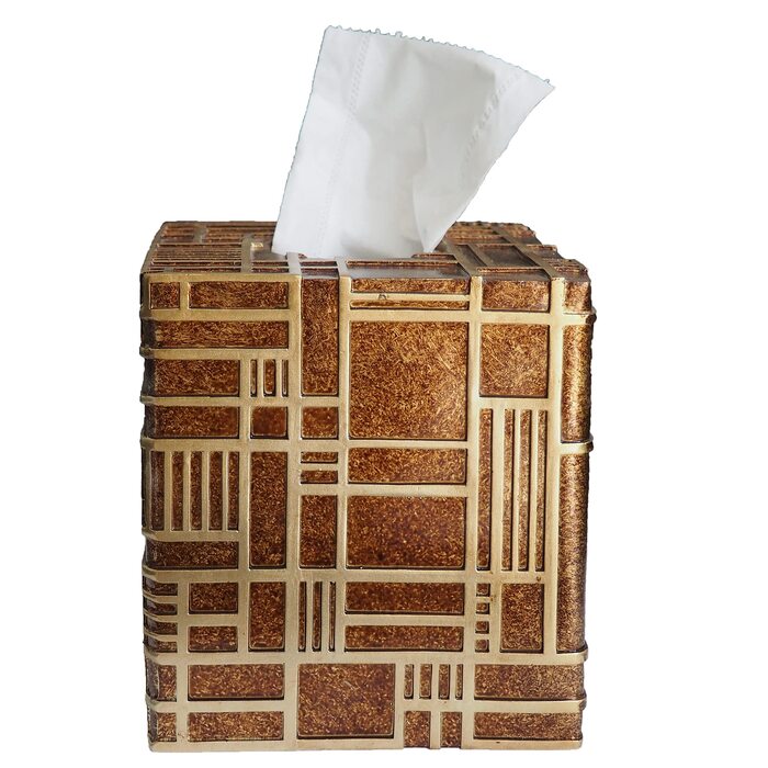 Декоративний чохол для коробки серветок Kleenex Hymmah, квадратний з підносом, золотистий дизайн Linellae для спальні та вітальні