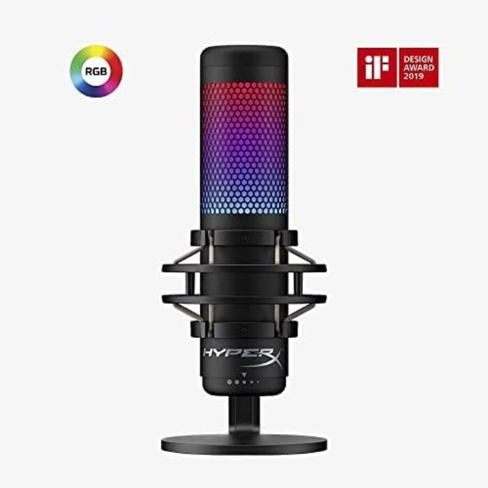 HyperX QuadCast S – RGB USB конденсаторний мікрофон для ПК, PS4, Mac, із захистом від вібрацій та ударів, поп-фільтром, для ігор, стрімінгу, подкастів, Twitch, YouTube, Discord