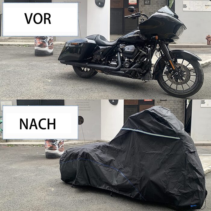 Чохол для мотоцикла FENRIR 265x110x130 см, водонепроникний для Cruiser/Touring, підходить до GL1800 Gold Wing, K1600GT, K1600B, R18, Electra Glide, Road King, Road Glide, Street Glide, для вулиці