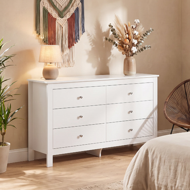 Комод на 6 шухляд, бічний столик (sideboard) з плавним ходом висувних ящиків для спальні, вітальні або передпокою, 118 x 39,5 x 75,5 см, білий