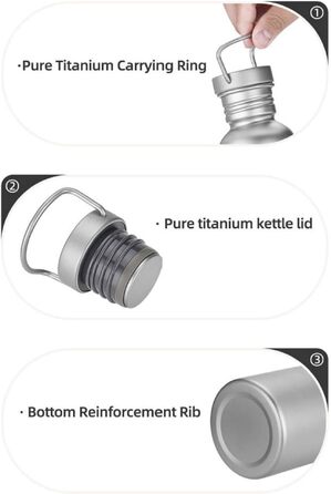 Титанова пляшка для води Ti Artisan Titan-Trinkflasche 750 мл: спортивна, легка, герметична для кемпінгу, хайкінгу, велоспорту