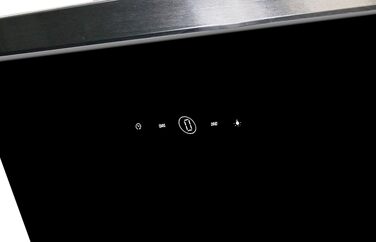 Похила витяжка Respekta CH89060S 60 см, чорне скло та нержавіюча сталь, режим відведення та рециркуляції повітря, клас A++, Generation 2