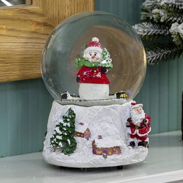 Снігова куля зі сніговиком The Christmas Workshop, скляна, зелена/жовта/срібляста, новорічний декор