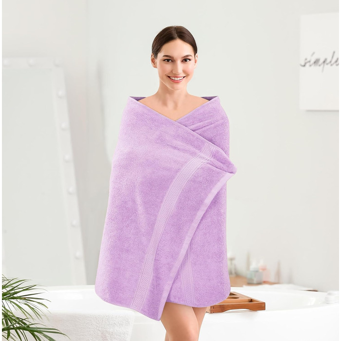 Рушники для ванної Utopia Towels, набір 4 шт, лаванда, 100% бавовна, 600 г/м², м'які та дуже вбираючі, швидко сохнуть, для щоденного використання