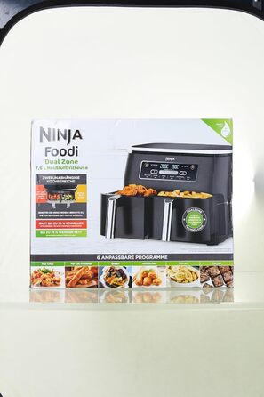 Аерофритюрниця Ninja Foodi Dual Zone 7,6 л, 2 кошики, цифрова, антипригарне покриття, 6-в-1, для 4-6 порцій, чорна (AF300EU)