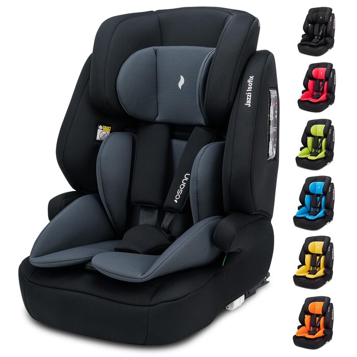 Дитяче автокрісло Osann Jazzi Isofix i-Size, з 1 року, для зросту 76-150 см, чорне, з регулюванням по висоті