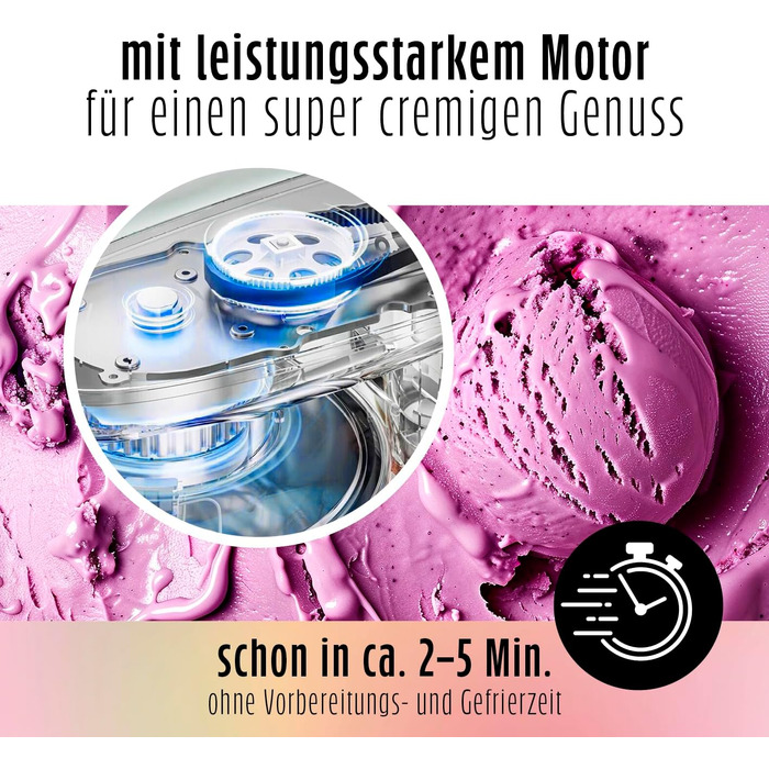 Машина для морозива GOURMETmaxx SmoothUp 800 Вт: льодогенератор, 10 програм, функція додавання інгредієнтів, LED-дисплей, 2 стакани в комплекті, чорний