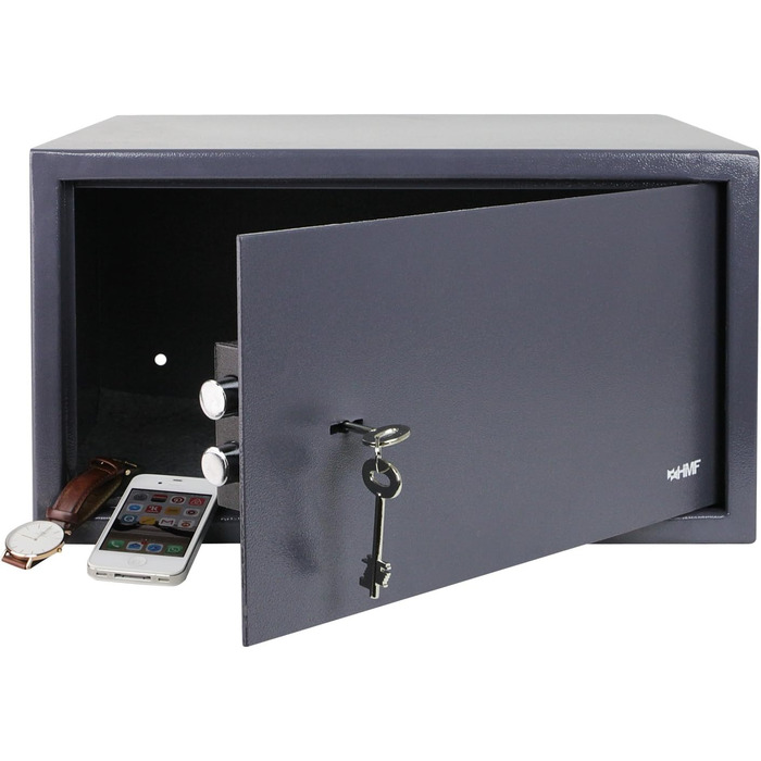 Сейф HMF 49217-11 з ключем, меблевий, антрацит, 31x17x25 см