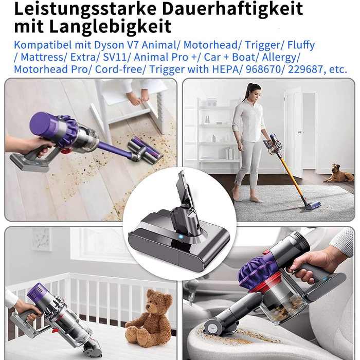 AIMAX акумулятор 4600 мА·год для Dyson V7, сумісний з Animal, Motorhead, Trigger, SV11, Fluffy, Mattress Extra, ручний пилосос, 21.6В, заміна батареї