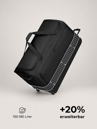 Дорожня сумка на колесах REDOLZ XXL Jumbo (90 см), розширювана сумка для подорожей великого розміру, чорна