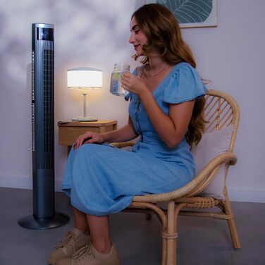 Вентилятор вежний Cecotec EnergySilence 9090 Skyline Ionic 119 см, 45 Вт, з іонізатором, LED сенсорним екраном, пультом ДУ, 3 режими, таймер 12 год, коливання 70°, сірий