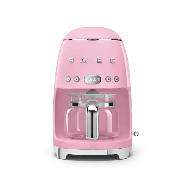 Кавоварка крапельна Smeg DCF02NBEU рожева, 12 чашок, автостарт, регулювання міцності, підтримання тепла, 1050 Вт