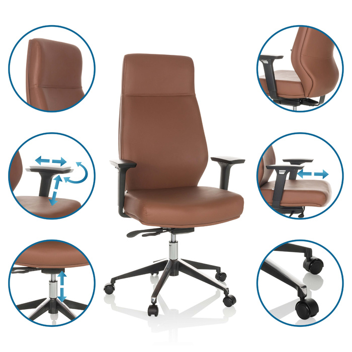 Офісне крісло / крісло керівника VITORO ECO штучна шкіра коричневий hjh OFFICE
