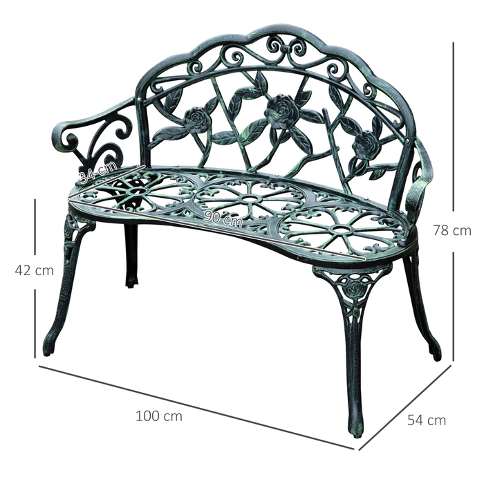 Outsunny Garden Лавка Паркова лавка Лавка Лавка Садові меблі 2-місна металева 100 x 54 x 78 см