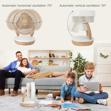 Вентилятор настільний MYCARBON FS05-DC: тихий, 8 швидкостей, 1850 м³/год, ECO-режим, 3D-циркуляція повітря для спальні 30м², таймер 8 год