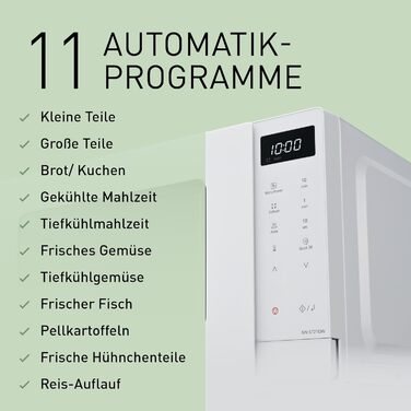 Мікрохвильова піч Panasonic NN-ST21QWEPG 20л, 800 Вт, біла - соло, з автоматичним розморожуванням та 11 програмами