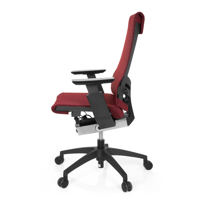 Офісне крісло GENIDIA SMART BLACK з сітчастою спинкою, червоним акцентом hjh OFFICE