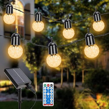 Сонячна гірлянда Aogled G40, 15,5 м, 25 LED, тепле біле світло 2700K, з пультом, для декору в приміщенні та на вулиці