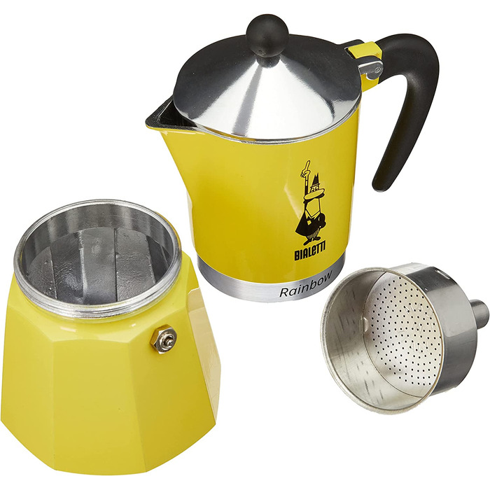 Кавоварка Bialetti Rainbow 4983, алюмінієва, жовта, на 6 чашок